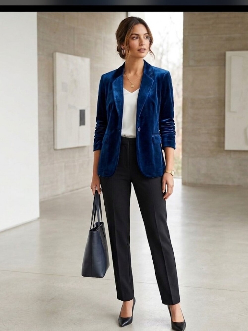 m.n.i. Velvet Blazer Jacket M Jewel Color Blue Old Money Holiday Professional